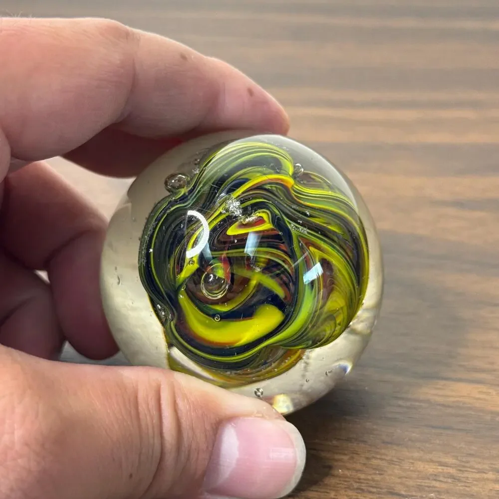 Vintage Swirl Design Art Glass Paperweight